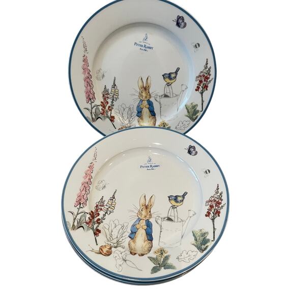World of Beatrix Potter & Peter Rabbit Porcelain 10.75in Dinner Plates Set 4 NEW - Picture 9 of 9